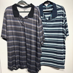 Reebok Men's Lot of 2 Golf Polo Shirts Sz 5X Striped Multicolor Short Sleeve